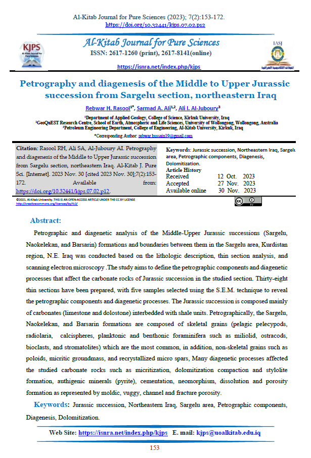 Petrography and diagenesis of the Middle to Upper Jurassic succession from Sargelu section, northeastern Iraq