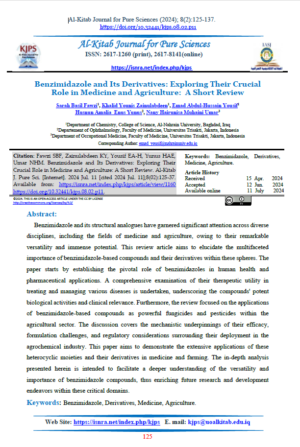 Benzimidazole and Its Derivatives: Exploring Their Crucial Role in Medicine and Agriculture: A Short Review