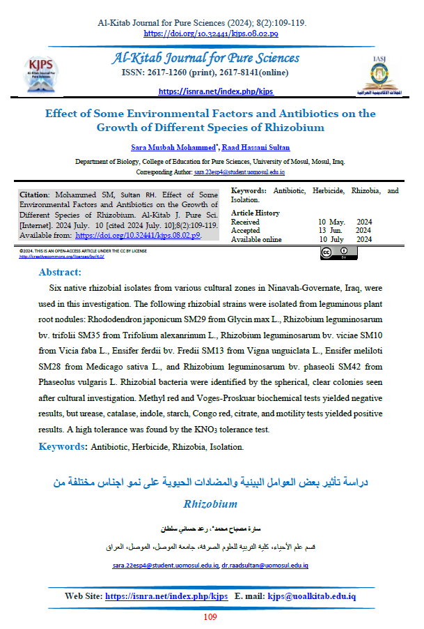 Effect of Some Environmental Factors and Antibiotics on the Growth of Different Species of Rhizobium